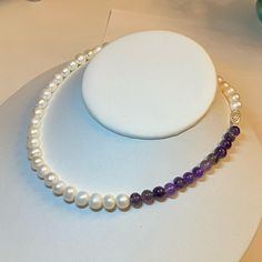 Baroque Pearl Beads 6-7mm , Amethyst Beads 5mm Sterling Silver Clasp Strand Necklace, Size 16.25” Long , Total Weight 36.6gr , Stamped 925, Excellent Condition. Pearl Amethyst, Silver Strand, Amethyst Beads, Necklace Size, Strand Necklace, Baroque Pearls, Pearl Beads, Womens Jewelry Necklace, Size 16