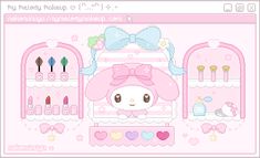 a computer screen with an image of a hello kitty makeup shop on it's display