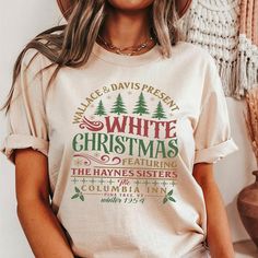 A White Christmas Shirt, Columbia Inn Pine Tree Vermont Christmas Shirt, Christmas Movie Shirt,  White Christmas Sweatshirt, Christmas Tee Holiday White T-shirt With Graphic Print, White Casual Christmas T-shirt, White Festive Holiday T-shirt, White Short Sleeve Christmas T-shirt, White Relaxed Fit Christmas T-shirt, Christmas Movie Shirts, Christmas Tees, Christmas Deals, Christmas Movies