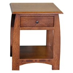 Mission Quarter Sawn White Oak 1 Drawer Inlay End Table - Model A24 - Crafters and Weavers Craftsman Style Furniture, Weavers Art, Modern Farmhouse Table, Cherry Stain, Quarter Sawn White Oak, Mission Oak, Arts Crafts Style, Living Room End Tables, Wood End Tables