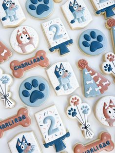 Bluey, bluey birthday cookies, bingo, second birthday, bluey birthday, cookies, decorated cookies Gracie Birthday, Bday Cookies, Decorated Biscuits, Vintage Oven, Custom Sugar Cookies