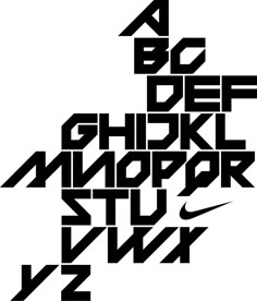 the letters are made up of black and white type, with one letter at the top