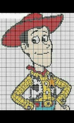 a cross stitch pattern with the character woody from toy story