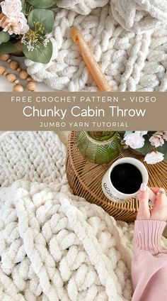 the chunky crochet pattern and video shows how to make this cozy throw