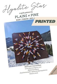 a quilt pattern is featured on the cover of a book, titled'alpine stars '