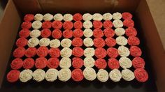 an american flag made out of cupcakes in a box