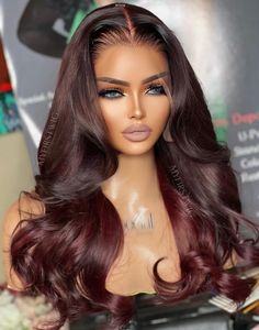 ASPECIALUNIT- Burgundy Loose Wavy Glueless Human Hair Lace Front Wig - SPE094 Burgundy Hair Wigs For Women With Flasses, Lace Front Wigs Vshowhair, Mayvenn Hair Wigs, Fall Color Human Hair Wigs, Burgundy Lace Front Wig Human Hair, Burgundy Hair Styles, Light Burgundy Hair, Wigs Burgundy, Fall Red Hair