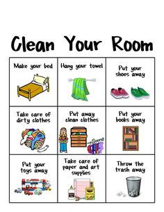 a poster with words that say clean your room and other things to do in the house