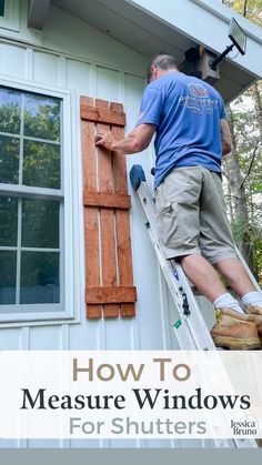 how to measure windows for shutters Homemade Shutters, Wooden Shutters Exterior, Pallet Shutters, Diy Wood Shutters, Cottage Shutters, Wood Shutters Exterior, Diy Exterior, Outdoor Shutters, Farmhouse Shutters