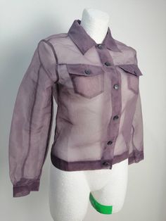 Amazing transparent jacket from 90s.   Cool colour, nice thing for everything. Size S small to M medium.  Can be shirt Purple Sheer Tops For Party, Sheer Purple Party Top, Purple Fitted Sheer Top, Fitted Sheer Purple Top, Summer Fitted Purple Outerwear, Fitted Purple Summer Outerwear, Glam Rock, Calvin Klein Jeans, Sweatshirts Women