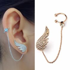 This is a high quality item. It will be packaged well and ship to you safe and fast.✨ Product Description:Material:Zinc AlloyPlease pay attention to the item sizes and measurements before buying. All our products are made with high quality carefully chosen materials. Each piece will leave قلادات متدلية, Ear Cuff Jewelry, Crystal Angel, Cuff Jewelry, Ear Cuffs, Fantasy Jewelry, Girly Jewelry, Cuff Earrings, Purple Wedding