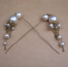 Victorian Moorish style hair pins matched pair faux pearl dangles hair from spanishcomb on Ruby Lane Victorian Hair, 19th Century Clothing, Victorian Hairstyles, Wire Bracelets, Century Clothing, Memory Wire Bracelets, Hair Combs, Original Clothes, Fashion Hair Accessories