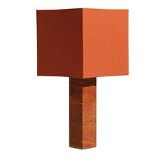 an orange lamp with a square shade on it