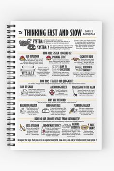 a spiral notebook with the words thinking fast and slow