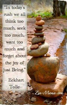 rocks stacked on top of each other in front of a quote from echan tolie