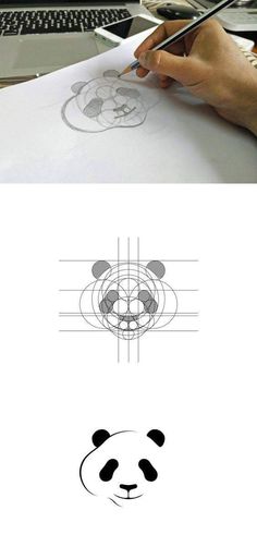 the panda face is drawn on top of a piece of paper with a pen in it