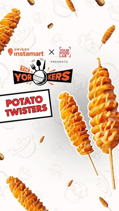 an advertisement for the yogurts potato twisters