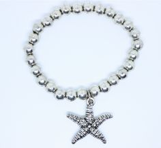 Starfish Silver coloured Stretchy Bracelet - By Feathers Of Italy – Feathers Of Italy