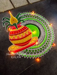 an image of a pot with lights on the ground for diwali festival in india