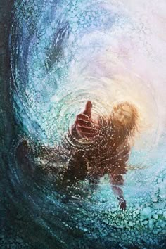 an image of a man in the water with his hand on his hip and text that reads save me - the hand of god