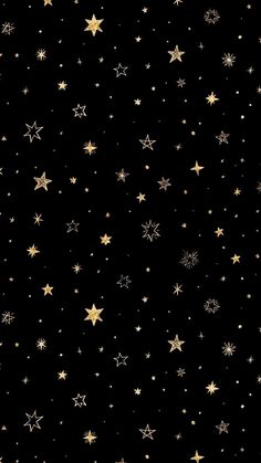 gold stars on a black background wallpapers for walls, iphone wallpaper, star wallpaper, pattern wallpaper, phone wallpaper design, person, dark backgrounds, galaxy pictures, space, night, cute, aesthetic wallpaper, art, all things, glitter, sparkle,