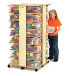 JontiCraft’s Mobile Cubby Storage Tower offers space-saving storage that keeps toys, games and other classroom tools neatly organized and out of the way. This convenient cubby tower is made of sturdy birch plywood with a durable laminate finish that's a cinch to wipe clean, and the kid-safe rounded edges help prevent injuries. Roll it anywhere on mounted casters. JontiCraft’s 32-Cubby Mobile Storage Tower is covered by a lifetime warranty, so you know it's built to last. This model comes with 32 clear plastic cubby tubs. Preschool Storage, Wood Tub, Mobile Tower, Clear Bins, Classroom Storage, Cubby Storage, Mobile Storage, Storage Towers, School Furniture