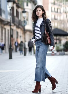 Leather Culottes, Faye Bag, Wide Leg Jeans Outfit, Spring Ootd, Fashion Blogger Style, Looks Street Style, Cute Winter Outfits, Chloe Faye