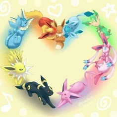 the pokemon heart is made up of many different types of pikachu and eena