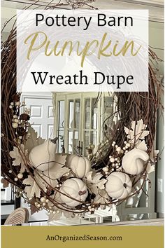 Pottery Barn Fall 2024, Pottery Barn Diy Decor, Pottery Barn Halloween Diy, Dollar Tree Fall Wreath Diy, Autumn Wreaths For Front Door Diy, Fall Wreaths For Front Door Diy, Diy Fall Wreath For Front Door, Pumpkin Diy Decor, Diy Fall Wall Decor