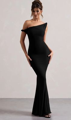 Club L London, Black Dress Prom, Black Tie Gala, Asymmetric Neckline, فستان سهرة, Black Shade, Black Velvet Dress, Deep Black, Red Mini Dress