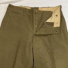 Vintage Military pants Size: W36" - L31" 1930-60s Classic Fitted Jeans, Classic Straight Pants With Button Closure, Full-length Cotton Pants With Buttons, Fitted Wide Leg Work Pants With Button Closure, Fitted High-waisted Chinos With Belt Loops, Fitted High-waisted Chinos, Classic Fitted Cargo Trousers, Classic Trousers With Button Closure, Classic Trousers With Buttons