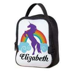 Personalized Unicorn Neoprene Lunch Bag for back to school 2018 on CafePress.com #backtoschool #unicorn #lunchbox Unicorn Gifts, Lunch Bag