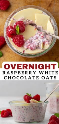 overnight raspberry white chocolate oats