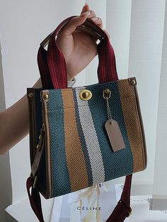 Material:CanvasStyle:CasualElement:PatchworkType:Striped PrintCapacity:Large: 13.8"L x 5.9"W x 12.2"H. Small:9.1"L x 3.9"W x 8.3"H Embroidery Dress Pattern, Leather Work Bag, Fabric Handbags, Boho Bags, Craft Bags, Tote Bag Pattern, Denim Bag, Canvas Tote Bag, Casual Bags