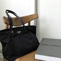 Uni Tote Bag, University Bag, Prada Tote Bag, Inside My Bag, Girly Bags, Nylon Tote Bags, Bags Aesthetic, Pretty Bags