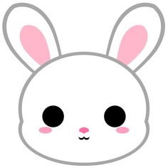 a white rabbit mask with pink ears and black eyes, on a light gray background