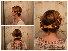 Historical Hairstyles, Medieval Hairstyles, Milkmaid Braid, Milk Maid, Ren Fair, Braided Hairstyles Updo, Braided Hairstyles For Wedding, Braided Hairstyles Tutorials, Braided Hairstyles Easy