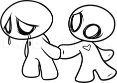 two cartoon characters shaking hands with each other, one holding the other's hand