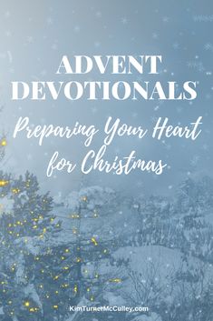 a christmas tree with lights on it and the words,'adventt devotanals preparing your heart for christmas '