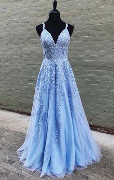 A Line Spaghetti Straps Appliques Long Blue Prom Dresses,Sexy Evening Dress on Storenvy Blue Lace Prom Dress, Light Blue Prom, Prom Dresses Long Blue, Military Ball Dress, Light Blue Prom Dress, Formal Bridesmaids Dresses, Blue Prom Dress, Senior Prom Dresses, A Line Evening Dress