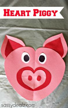 a paper pig mask with the words heart pigy on it