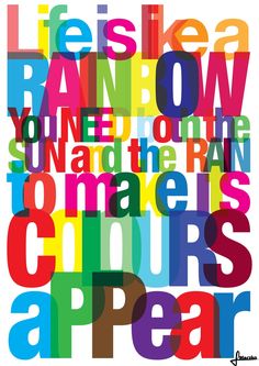 the words are multicolored and have different colors on them, including letters that spell out