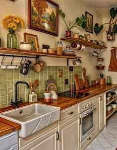 the kitchen is clean and ready to be used for cooking or baking, as well as other things