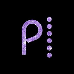 the letter p is made up of purple glitter