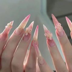 49982463476004 Nails Cherry, Stiletto Press On Nails, Long Stiletto, Nagel Tips, Nail Art Tips, Coffin Press On Nails, Pink French, Nails Set, Her Nails