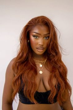 Ginger on black women🧡🧡🧡🧡 Dark Roots Ginger Hair, Ginger Hair Black Women Wig, Black Gingers, Copper Natural Hair Black Women, Ginger On Brown Skin, Ginger On Black Women, Red Head Black Woman, Ginger Highlights Black Women, Black Ginger