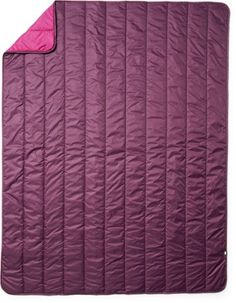 an image of a purple blanket with pink linings on the bottom and bottom side