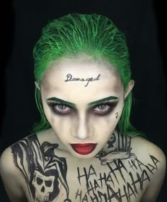 Joker Makeup Female, Halloween Kostüm Joker, Female Joker Makeup, Nem Halloween Makeup, Female Joker Halloween, Halloweenský Makeup