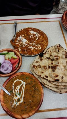 several different types of food are on the table