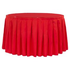 a red table cloth with pleated edges